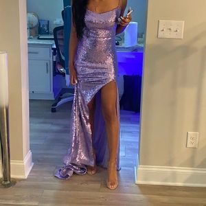 Purple Sequin Prom Dress